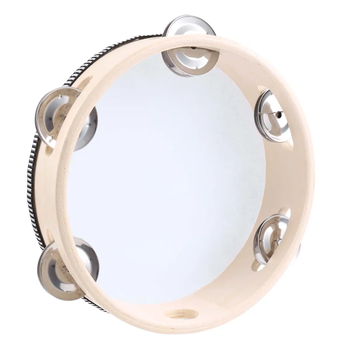 7-in Round Wood Tambourine, High-Quality Drumhead Percussion Instrument, Ideal for Children Gifts, KTV Parties, 7 Inch