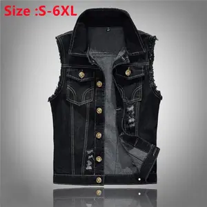 2025 Men's Fashion Jeans Sleeveless Jacket Vest Male Black Blue Denim Jeans Vest  Man Cowboy Outdoors Waistcoat Mens Jacket Vest