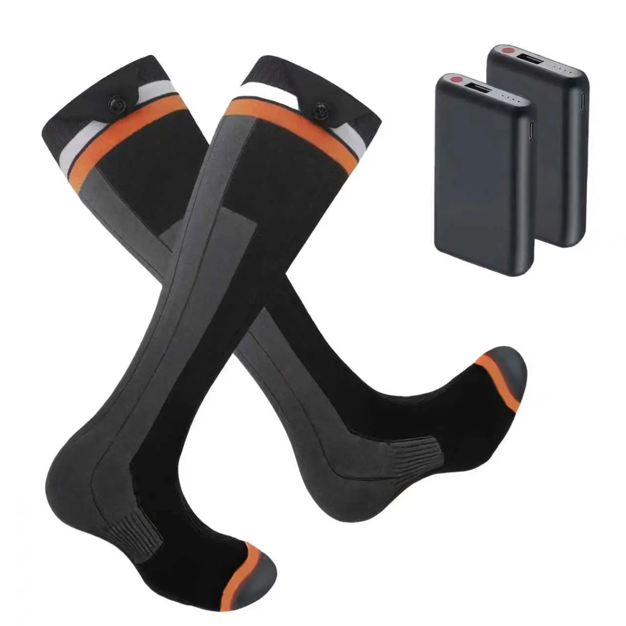 Women's Heated Socks 10-Min Fast Warm 5000mAh All-Day Warmth 3 Heat Settings Machine Washable Christmas Gifts for Winter Hiking Skiing Cold Weather Festive Striped Lights