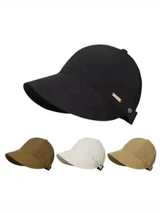 Women's Spring Summer Baseball Cap, Simple Casual Style Foldable Adjustable Hat Band, Side Buckle Design Sun Protection