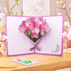 Love You Mom Pop Up Card 3D, Flower Design, Heart-Shaped Symbol, Custom Message Card, Perfect Gift for Birthdays, Mothers Day, Anniversaries, Mom, Godmother, Mother-In-Law