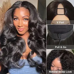 Mscoco V Part Yaki Body & Yaki Straight & Burmese Curly Wig Beginner Friendly Glueless Wig Real Human Hair for Black Women Natural & Comfortable