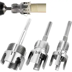 PVC Pipe Threader Kit, 3 Piece Set, 1/2" 3/4" 1" NPT Sizes, Dual-Function Internal and External Threading Tool, Compatible for PVC, PPR, MPP Pipes (1inch+1/2inch+3/4inch)