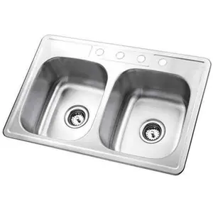 Gourmetier Self-Rimming Double Bowl Kitchen Sink Brushed Nickel