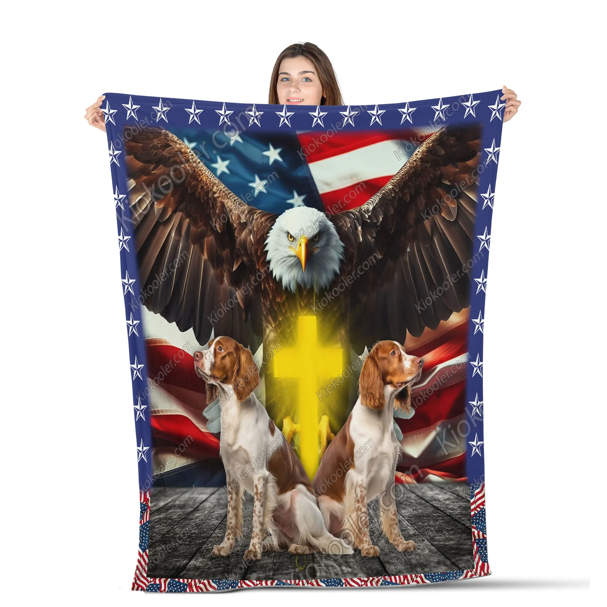 Welsh Springer Spaniel Dog Patriotic All Season Blanket, Welsh Springer Spaniel Dog Decor, Gifts For Dog Lovers, Sofa Throw Blanket Comfort Warmth Soft Blanket Fleece Blanket, Sherpa Blanket