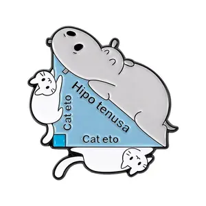 Spanish Animal Triangle Edge Pun Enamel Pins Cartoon Hipo tenusa Cat eto Brooches Bag Lapel Badge Jewelry Students Teachers Gift