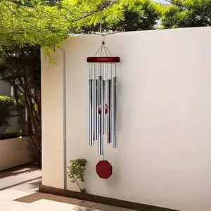 6-Tube Aluminum Wooden Wind Chime Outdoor Hanging Decor Garden Accessories