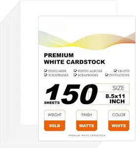 150 count 80lb White Cardstock 8.5 x 11 Thick Paper Card Stock Heavyweight Cardstock Printer Construction Matte Cover for Invitations Business Wedding Printing DIY Card Menus Crafts Scrapbooking