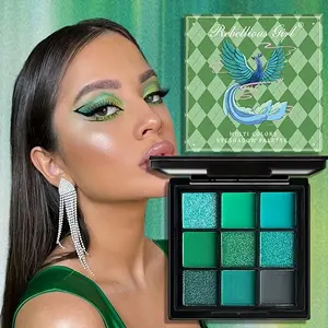 Rebellious Girl Green-toned 9-pan Eyeshadow Palette High-quality Matte & Shimmer Finishes Excellent Color Payoff Long-lasting Wear Resists Smudging Makeup Cosmetic
