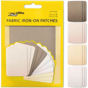 Premium Quality Fabric Iron-on Patches Strongest Glue 100% Cotton Shades of Brown Beige Khaki Repair Decorating Kit 12 Pieces Size 3" by 4-1/4"