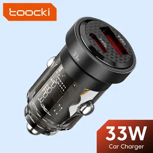Toocki Wei Ran 33W Aluminum Alloy Transparent Car Charger A+C Black