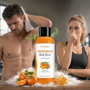 OceAura Persimmon Odor Neutralizing Body Wash 100ml | Natural Persimmon Extract | Gentle Cleansing | Nourishes & Softens Skin | For Men & Women All Skin Types | Travel Size | Perfect for Gym & Daily Use Body Cleanser