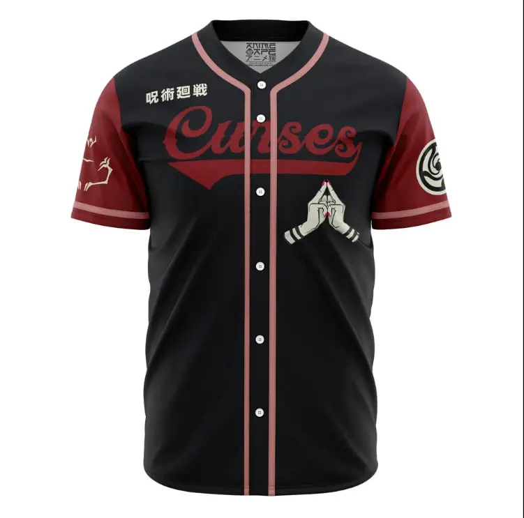 Sukuna Jujutsu Kaisen Curses Anime Baseball Jersey Button Up Shirt - Premium Breathable Soft Fabric, Perfect Gift for JJK Cosplay Fans & Streetwear Outfits