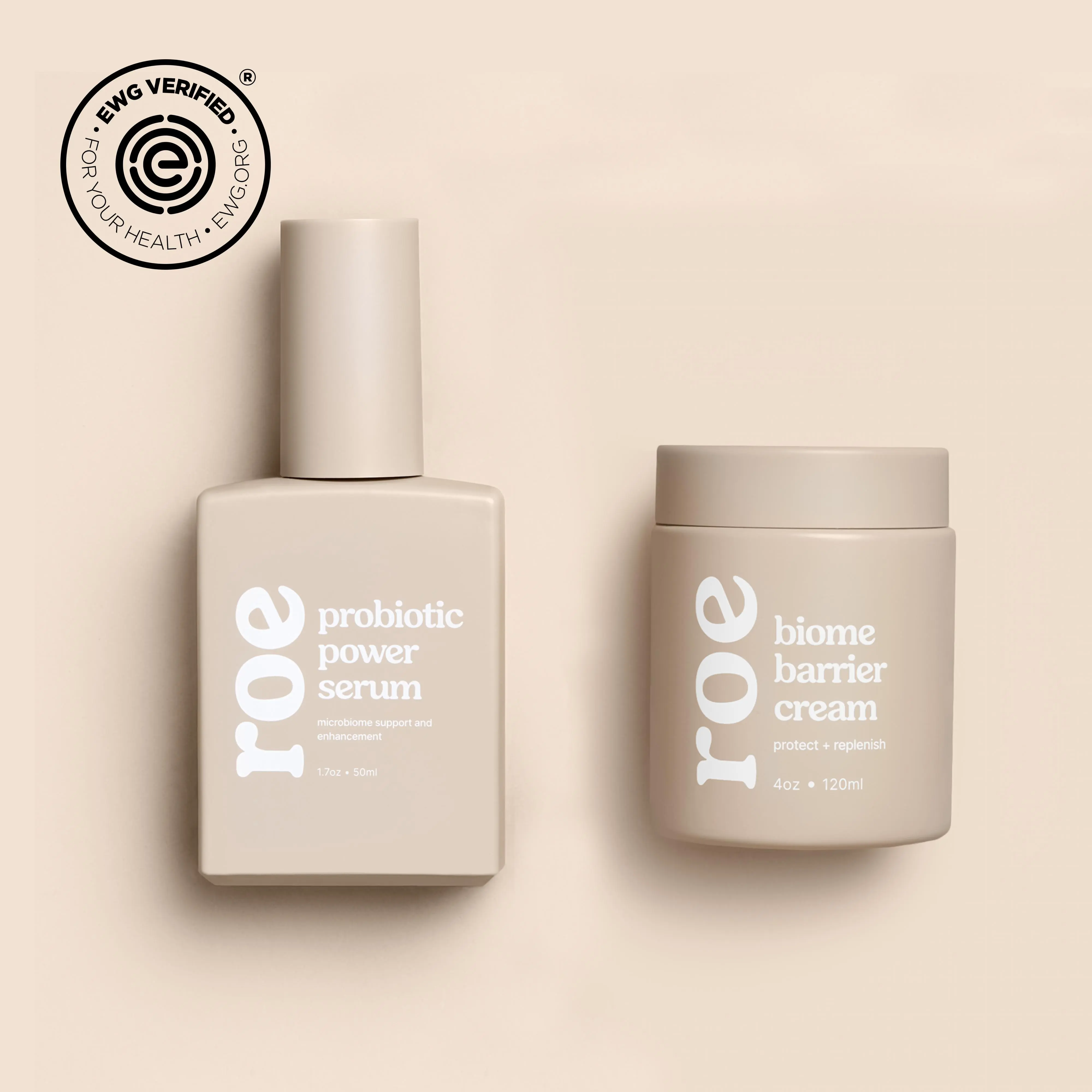 Roe Wellness Probiotic Power Serum & Biome Barrier Cream Set for Soft Glowy Skin - Moisture Skincare Nourishing Soothing