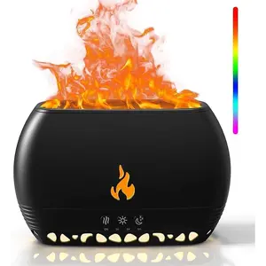 4-in-1 Colorful Flame Essential Oil Diffuser, 350ML Air Humidifier for Large Room, Bluetooth Speaker, White Noise Machine with Dimmable