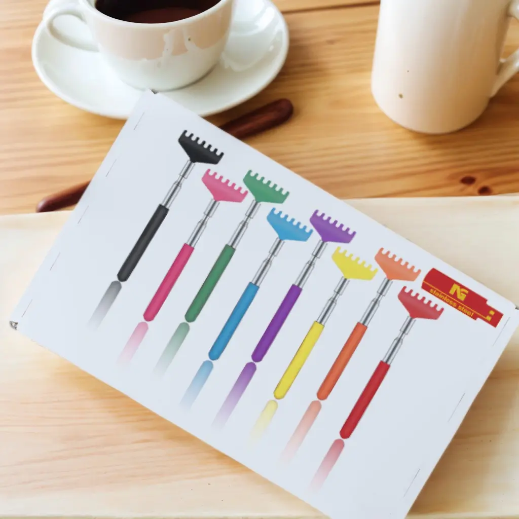 8-Pack Back Scratcher Set with Retractable Handle, Portable Metal Extendable Back Scratcher Massager Tool, Body Care Tool, Multi-Color Design for Adults & Kids, Perfect Gift Idea, Backscratcher