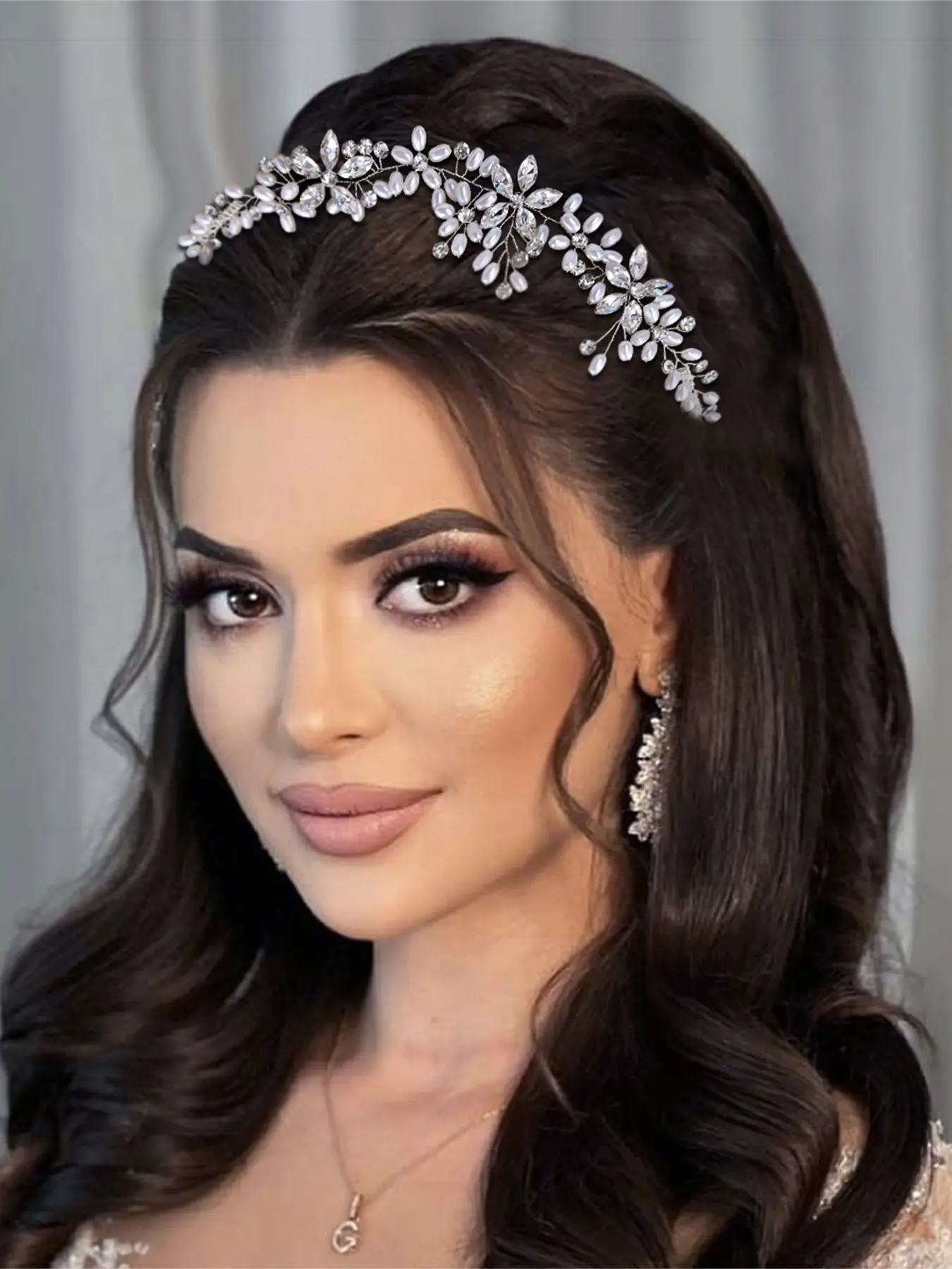 Women's Pearl Rhinestone Hair Comb Boho Style Bridal Wedding Party Dance Headpiece, Ditsy Floral Design, All Seasons Accessory, Bridal Headwear