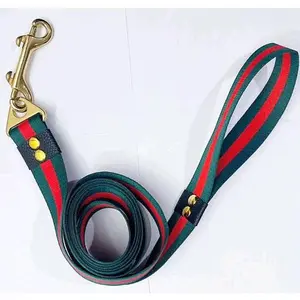 RED GREEN STRIPE DESIGNER STYLE DOG LEASH