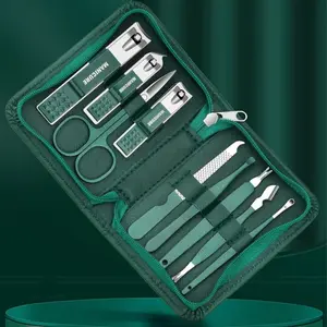 Professional Manicure Set with Storage Case, 9 Counts/set Stainless Steel Nail Clipper Set, Multifunctional Pedicure Tool Kit for Home & Travel