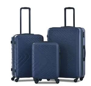 3 Piece Hardside Luggage Set Hardshell Lightweight TSA Lock Spinner Wheels Suitcase with Backpack and 5 Packing Cubes.Navy