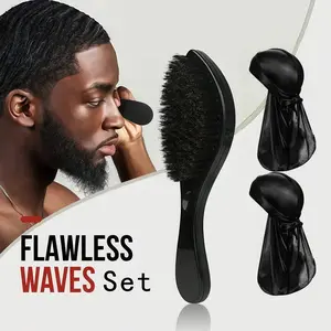 Men's 360 Wave Brush - Durag Cap, Hard Brush, With ABS Handle & Wooden Handle for 360 waves Brush, Made With Reinforced Boar & Nylon Bristles for Boyfriend & Father Gift, Christmas Gift