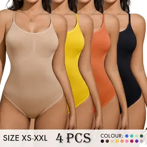 Elegant Shapewear Set - Bodysuit Tummy Control & Thong with Adjustable Straps for Smooth Slim Look Casual Versatile Stylish