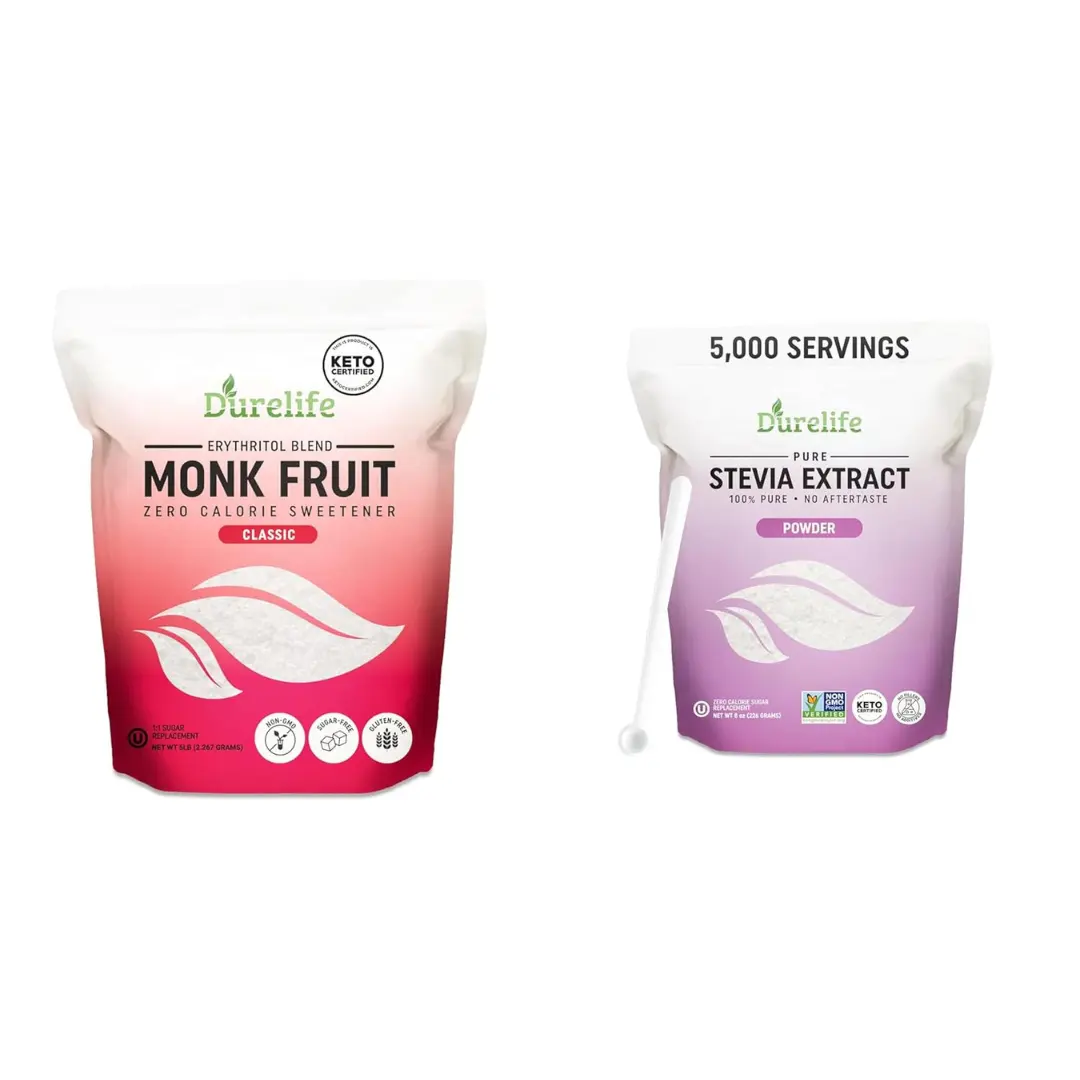 Durelife Monk Fruit Sweetener 5lb and Durelife Pure stevia extract sweetener 8 oz