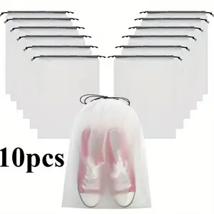 10-Pack Travel Shoe Bags, Waterproof with Transparent Pockets, Unisex Footwear Storage, Essential Travel Accessories