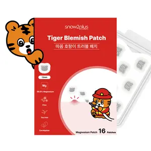 Snow2plus Tiger Blemish Patch – Ultra-Thin Hydrocolloid Spot Cover with Magnesium & Cica, Invisible Patch for Day & Night Use (16 Patches)