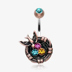 Vintage Boho Sparrow Birdnest Belly Button Ring