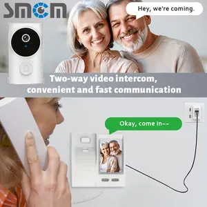 1pc wireless video doorbell with telephone intercom support infrared night vision for two-way voice intercom One click available telephone support USB charging Also supports 12-24v voltage  Color imaging  with 32GB TF Card