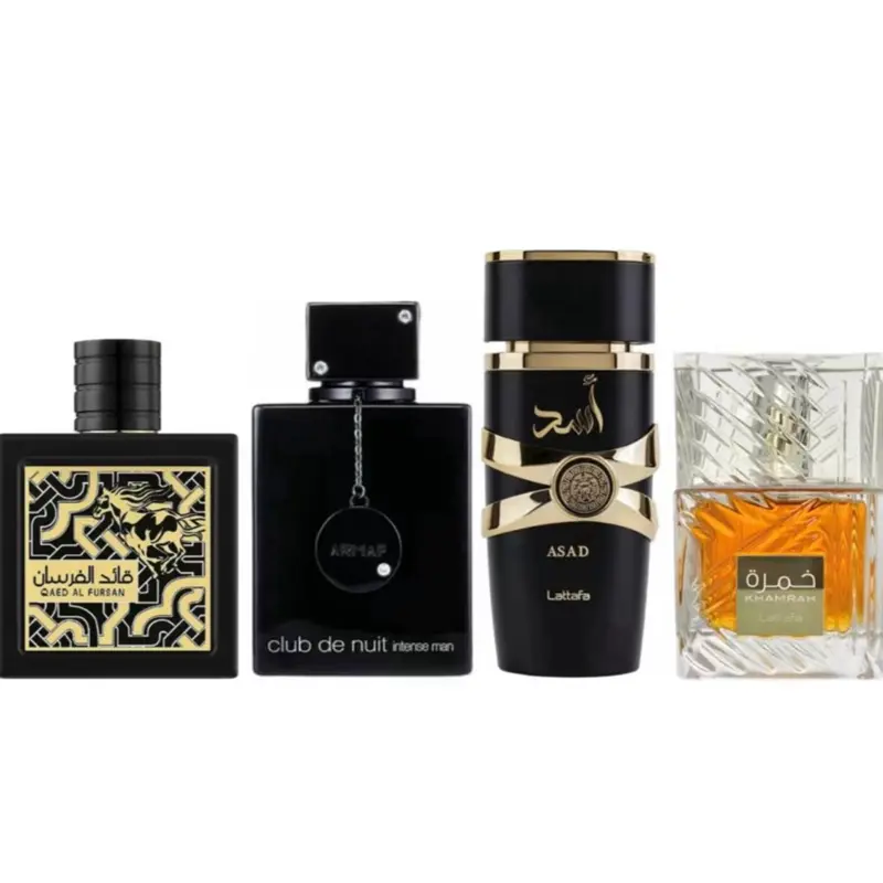 Men’s fragrance bundle - Armaf Club De Nuit intense man + Asad+ Qaed Al Fursan + Khamrah by Lattafa Perfumes - 3.4 fl.oz - value bundle