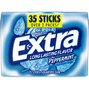 Extra Gum Peppermint Sugar Free Chewing Gum - 35 Sticks, Snack - Bubblegum chew gum double  mint