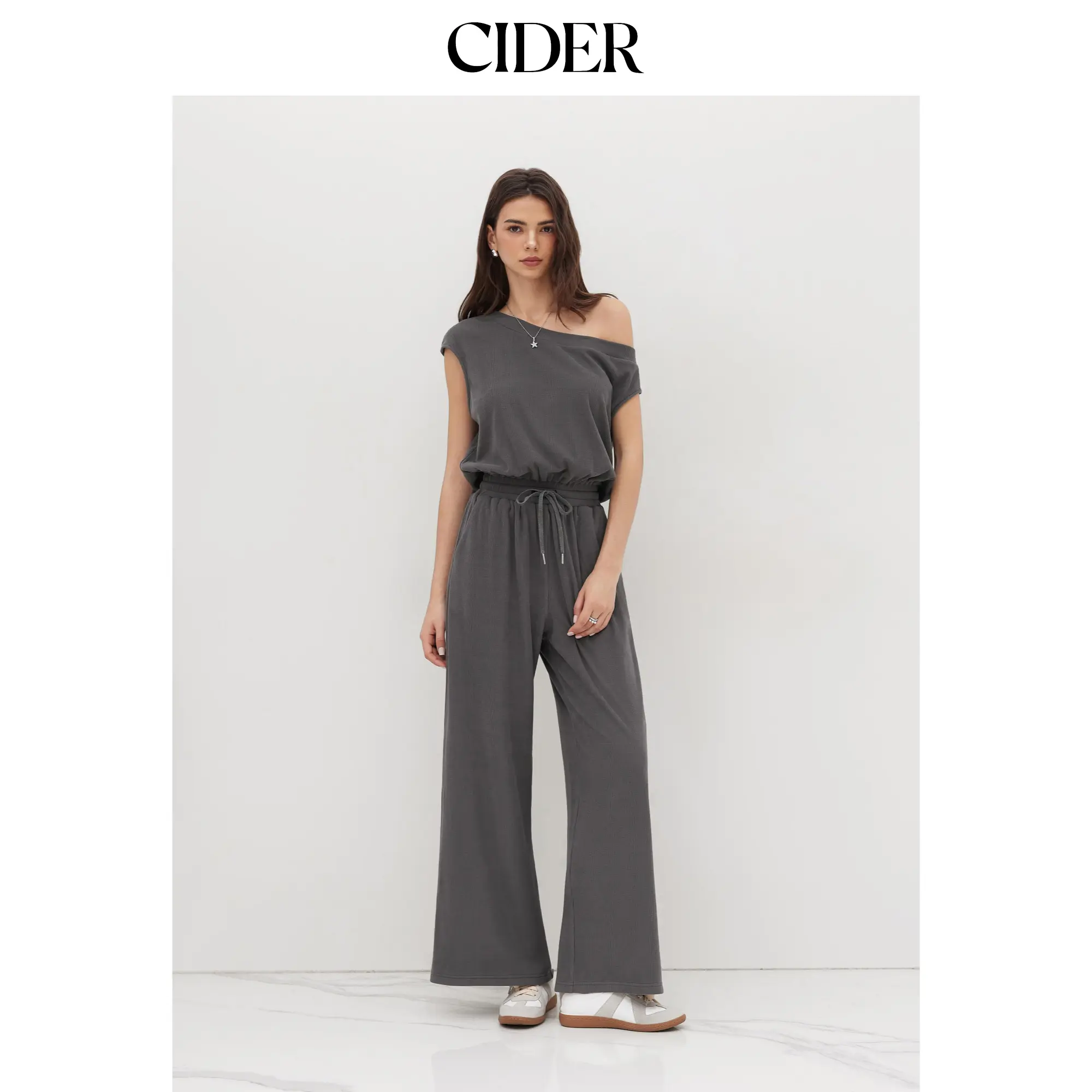 Women's Asymmetrical Neck Drawstring Cider Overalls - Casual Relaxed Fit Jumpsuit Overalls, 3 Colors, Sizes 0-26, Relaxed Fit Overall
