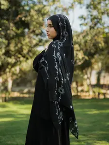 Women's Fashion Watercolor Scarf 80x180cm Polyester Muslim Hijab, Stylish and Versatile Modesty Headscarf for All Seasons hijab