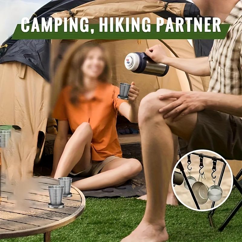 1pcs Travel Cup With Keychain, Stainless Steel Folding Camping Cup Portable Drinking Mug For Hiking, Picnic and other Outdoor Activities, 150ml