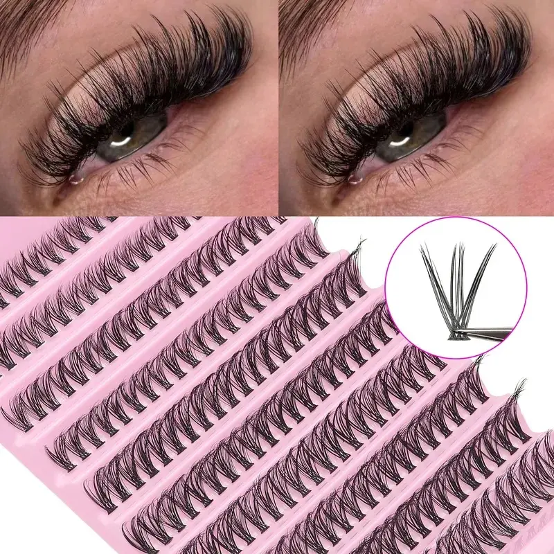 200pcs 30D Cluster False Lashes Kit, 0.05mm D Curl, 8-16mm Mixed Length Reusable Eyelash Extensions, Lashes Clusters Kit
