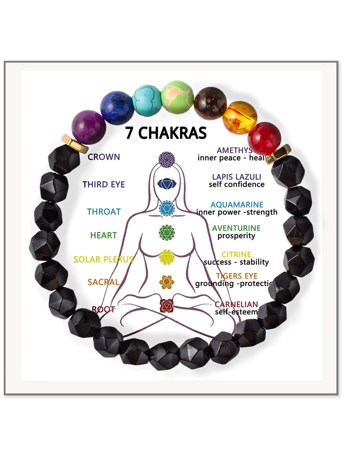 Fire Agate 7 Chakra Bracelet, Chakra Balancing, Natural Stone Irregular Cut Beads, Crystal Beads, Promotes Dopamine Release, Dopamine Boost, Improves Mood, Energy Harmonization Jewelry, Crystals Bracelets