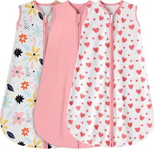 Summer Spring Gift  3 Pack Baby Sleep Sack 0-6 Months 100% Rayon Cotton Baby Sleeping Bag 2-Way Zipper Toddler Wearable Blankets Comfy Stretchy Lightweight TOG 0.3