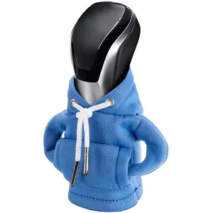 Gear Shift Hoodie Blue Velvet Car Shifter Cover Universal Fit Car Accessories Decorations Cute Design Protects from Damage Machine Washable Easy Care