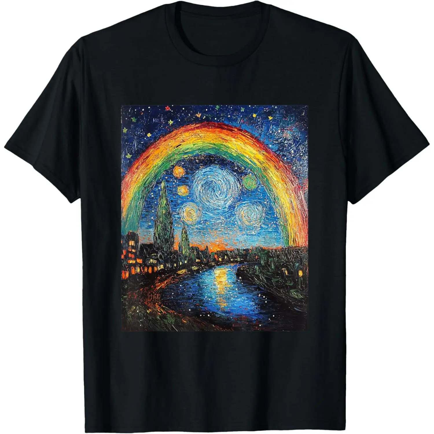 Rainbow LGBT Pride Month Van Gogh Style Starry Night Graphic T-Shirt