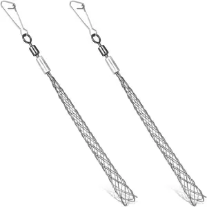 2 Pcs 1/2 Inch Wire Pulling Grip Mesh Cable Pulls Cable Pulling Grip Sock Metal Cable Puller Socks Wire Pulling Tools Wire Grip Flexible Snap for Electrical Pulling Grips Light and Heavy Cables