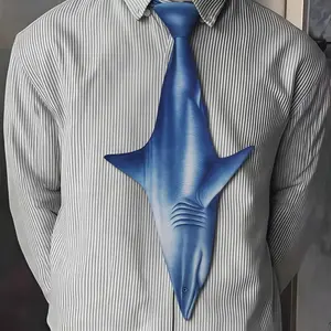 3D Fish Fish-shaped Men's Tie Animal Pattern Novelty Kitten Necktie Lifelike Satin Fabric Creative Neck Tie For Party Wedding