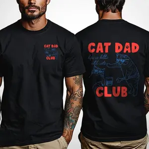 Cat Dad Club Cool Cats Graphic Tee - Cat Lover Humor Casual Shirt