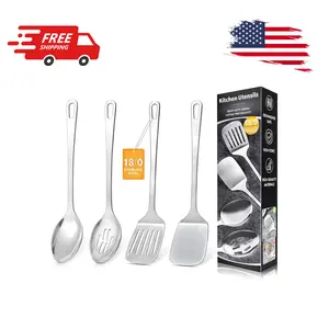 4 Pcs Cooking Utensils Set, Stainless Steel Kitchen Utensils Silver