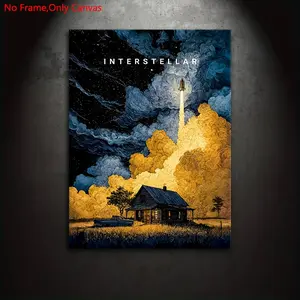 1 piece/set of frameless canvas painting print poster, classic illustration art, Interstellar, Space Theme Design, perfect gift for movie fans, ideal gift for bedroom, living room, kitchen, dormitory corridor, mural, wall decoration, room decoration