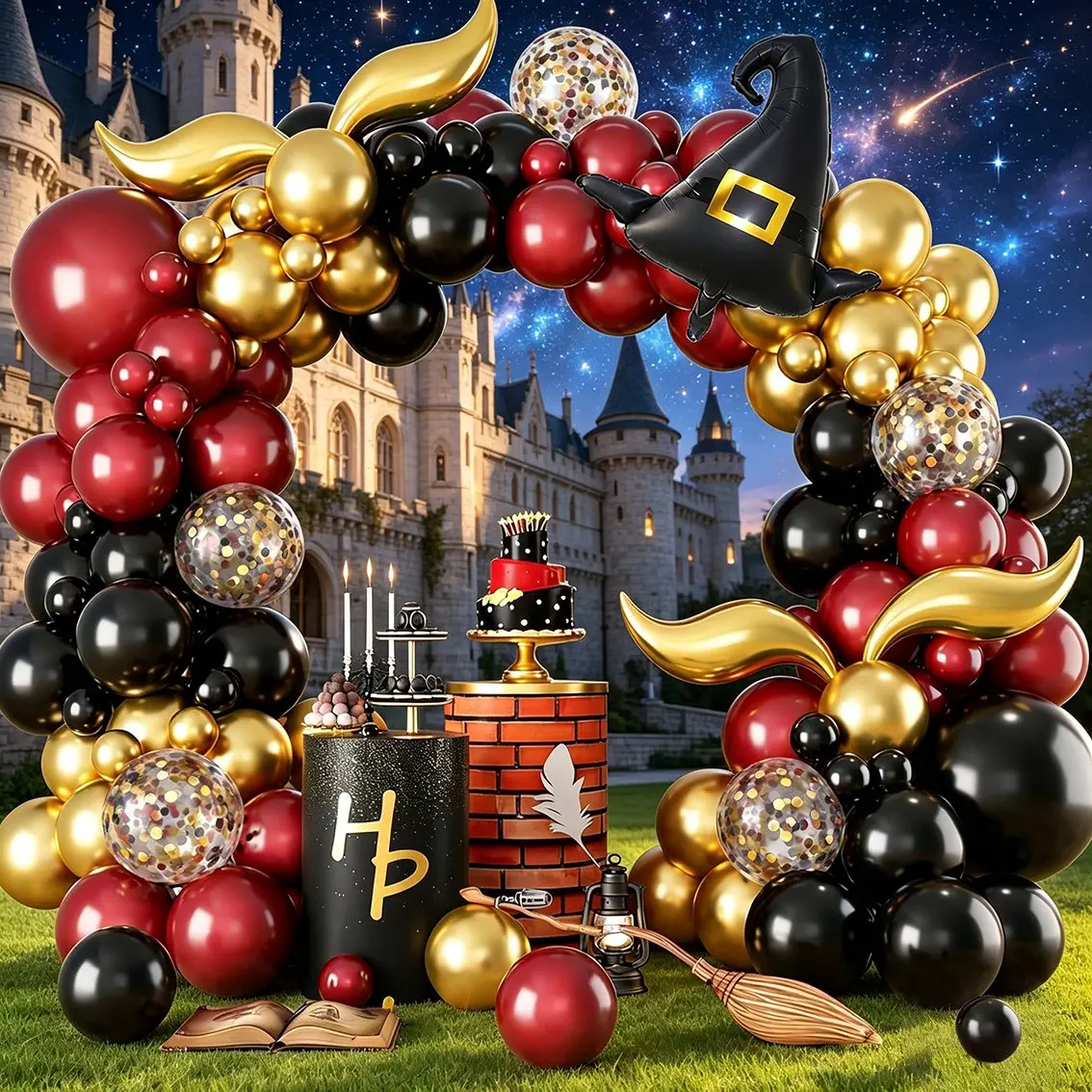 Harry Potter Magic Wizard Hat Birthday Balloon Set, Hogwarts School Theme Party Decoration, Harry Potter Party Supplies