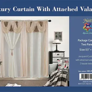 Haitian Luxury Curtain With Attached Valance 2 Panels 53"x84" Jacquard Fabric 100% Polyester RN151273 REG NO.