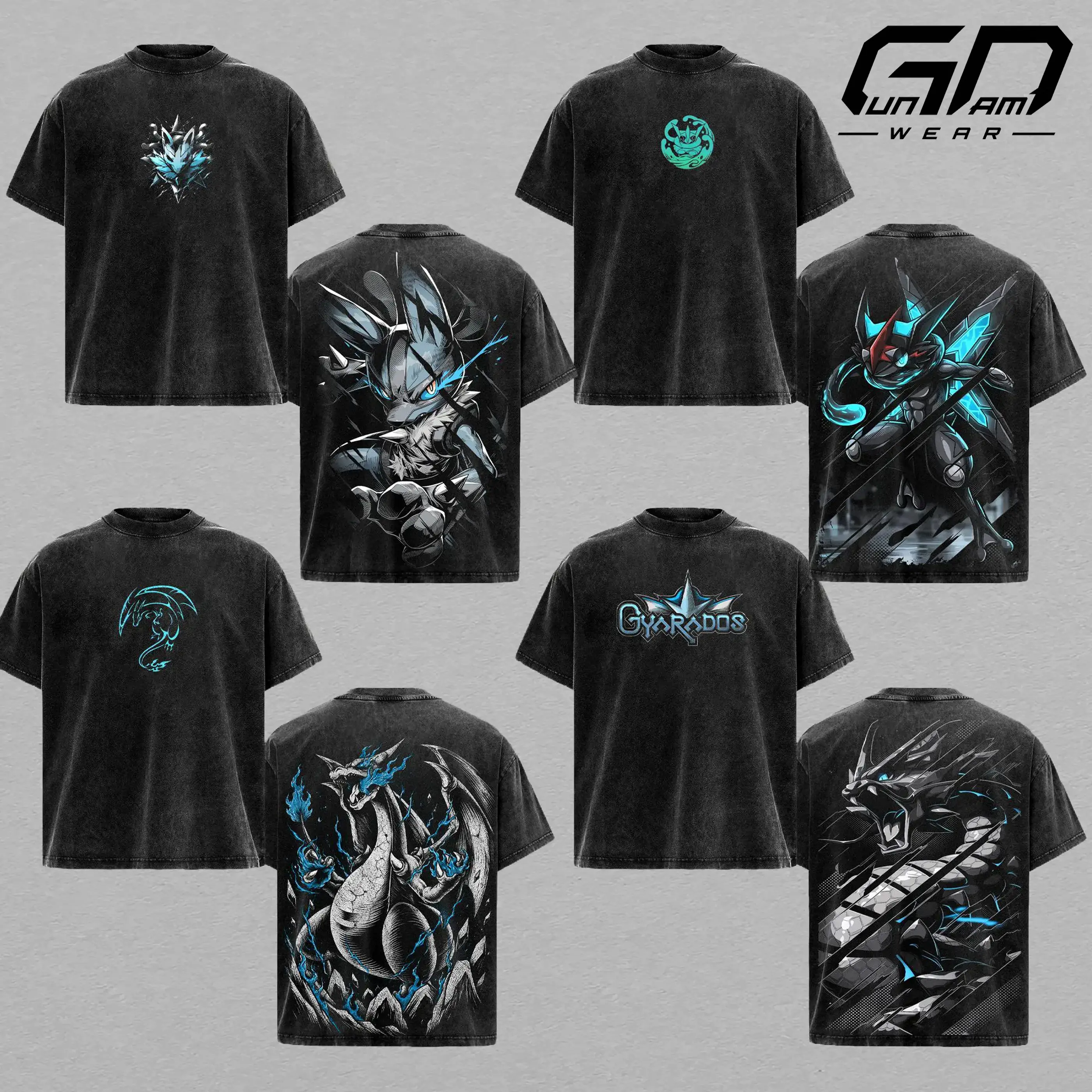 [COLLECTION] GreninjaPKM , MegaLucarioPKM , GyaradosPKM ; CharizardPKM Anime T-Shirt Vintage Acid Wash Oversized Graphic Tee Streetwear Collection Gift.