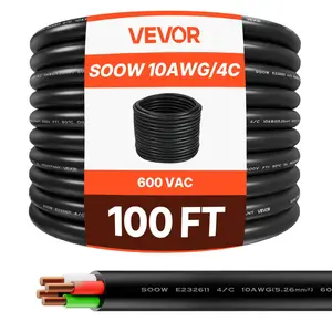 TikTokShopBlackFriday  100 FT 10AWG Premium Electrical Power Cable Extension Cord Copper Wire 600V